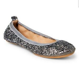 Yosi New York Pewter Chunky Glitter Lexington Ballet Flats